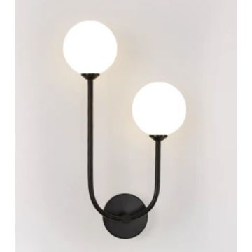 Aplique 2 Bombillas Vidrio Y Metal Mod.16