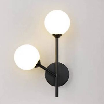 Aplique 2 Bombillas Vidrio Y Metal Mod.19