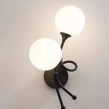 Aplique 2 Bombillas Vidrio Y Metal Mod.18