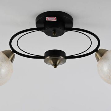 Lampara 2 Bombillas De Techo Vidrio Y Me Tal Mod.52