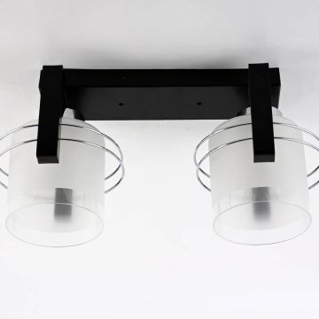 Lampara 2 Bombillas De Techo Vidrio Y Me Tal Mod.53
