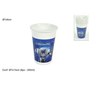 Vasos Plasticos Azul Con Diseño 200Ml
