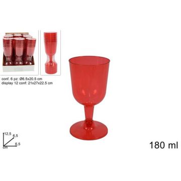 Copas Plastica Rojo Transparente 180Ml