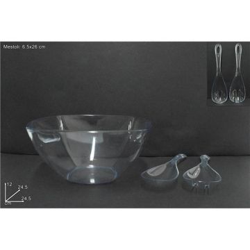 Ensaladera Plastica Con Cucharon Transparente 12Cm