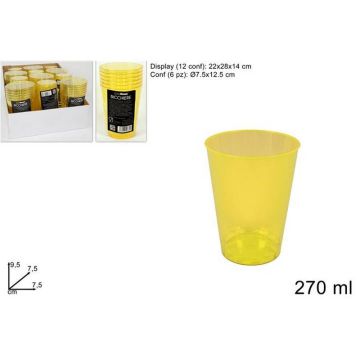 Vasos Plasticos 6 Piezas Color Amarillo 270Ml