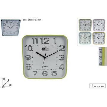 Reloj Da Pared Quadrado Con Marco Colorado