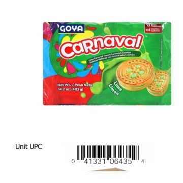 Galleticas Dulces Rellenas Limon (12 Paqueticos Con 4 Galleticas Rellenas C/U )14.2 Oz M/Goya