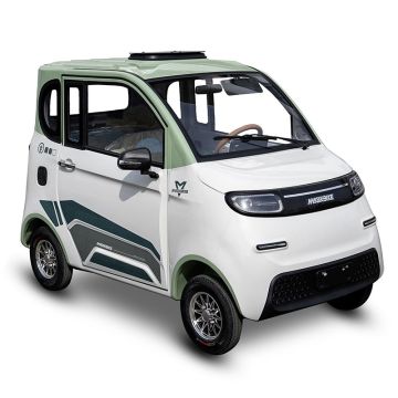 Cuatriciclo Eléctrico con Cabina Cerrada y 2 Puertas Bicolor Verde y Blanco
