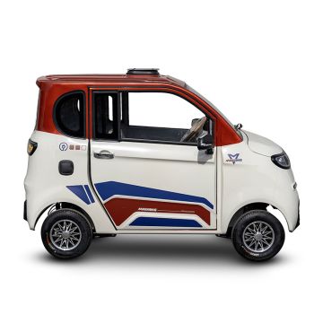 Cuatriciclo Eléctrico con Cabina Cerrada y 2 Puertas Bicolor Rojo y Blanco